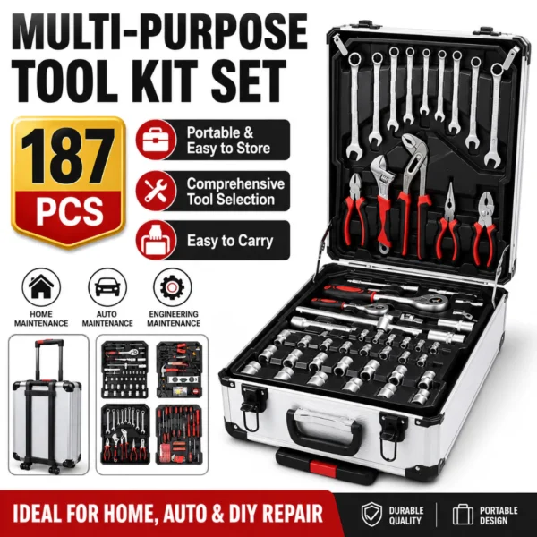 187Pcs Multi-Purpose Tool Kit Set