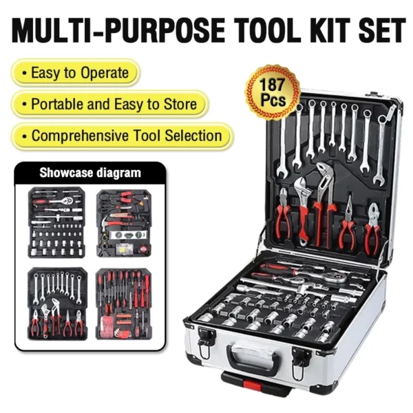 187Pcs Multi-Purpose Tool Kit Set